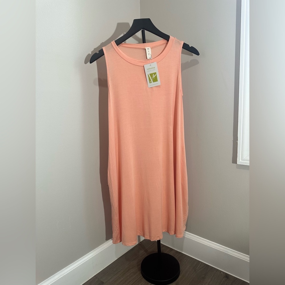 mittoshop Sleeveless Peach Tank Dress Bamboo Swing Dress Kentucky Derby Dress - Picture 5 of 15